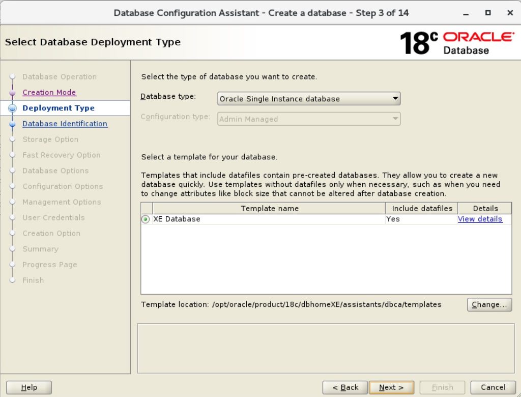 oracle xe dbca